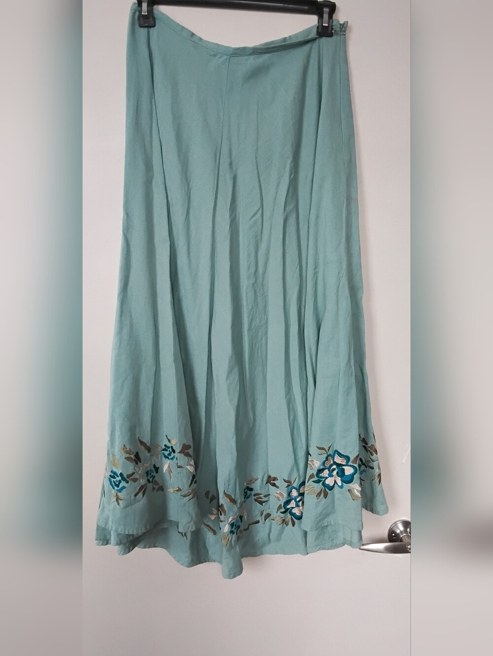Newport News Maxi Skirt with Embroidered Floral Hem